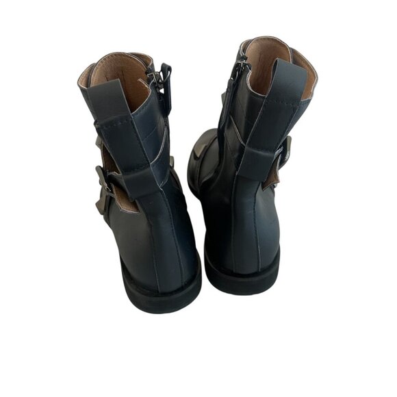 All Black Pyramid Stud Booties Boots Dark Blue Leather Luxury Size 41 10.5 Women - Picture 4 of 12